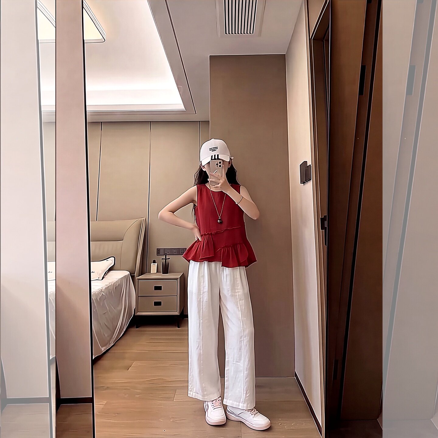 女童韩系套装夏季无袖荷叶边上衣