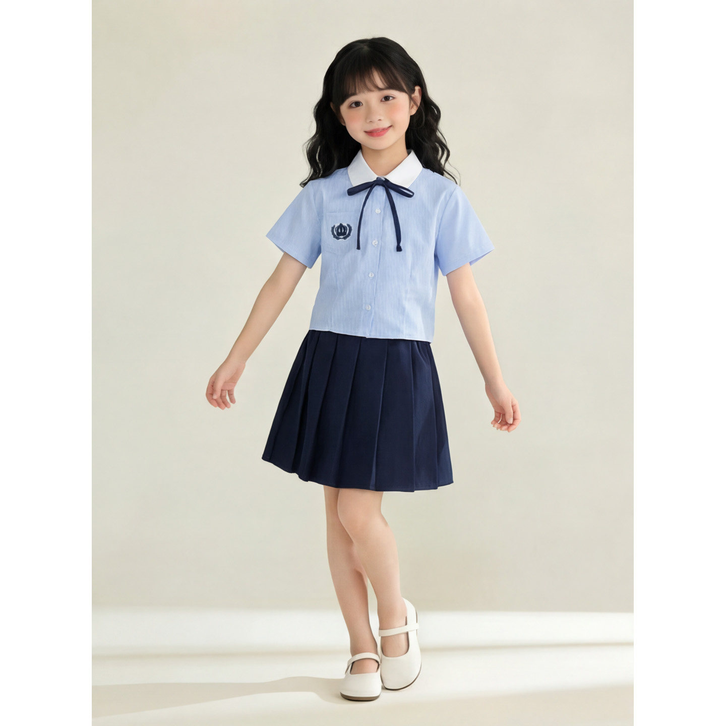女童夏季JK学院风百褶裙两件套