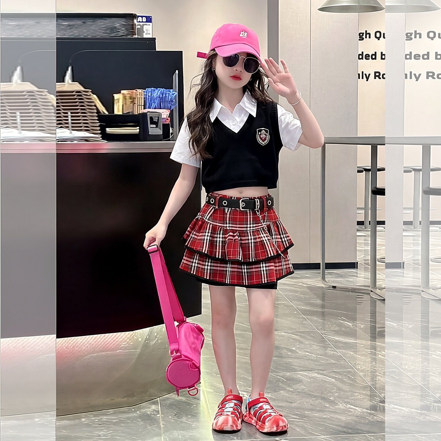 女童甜酷辣短裙套装2026小女孩女