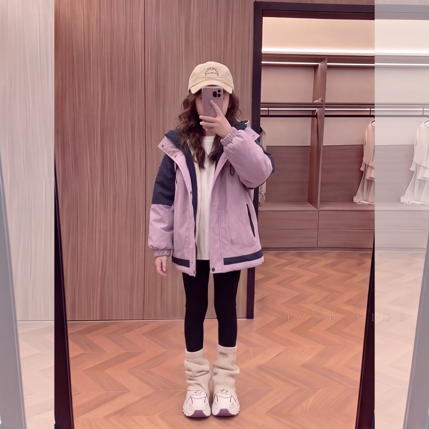 女童冬装外套2026新款紫色棉服儿