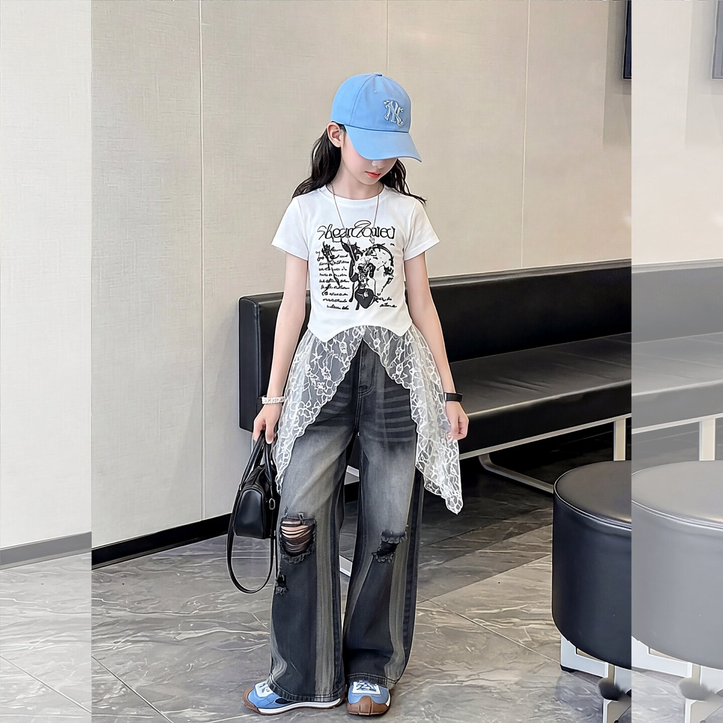 又酷又飒女童夏季设计感不规则女