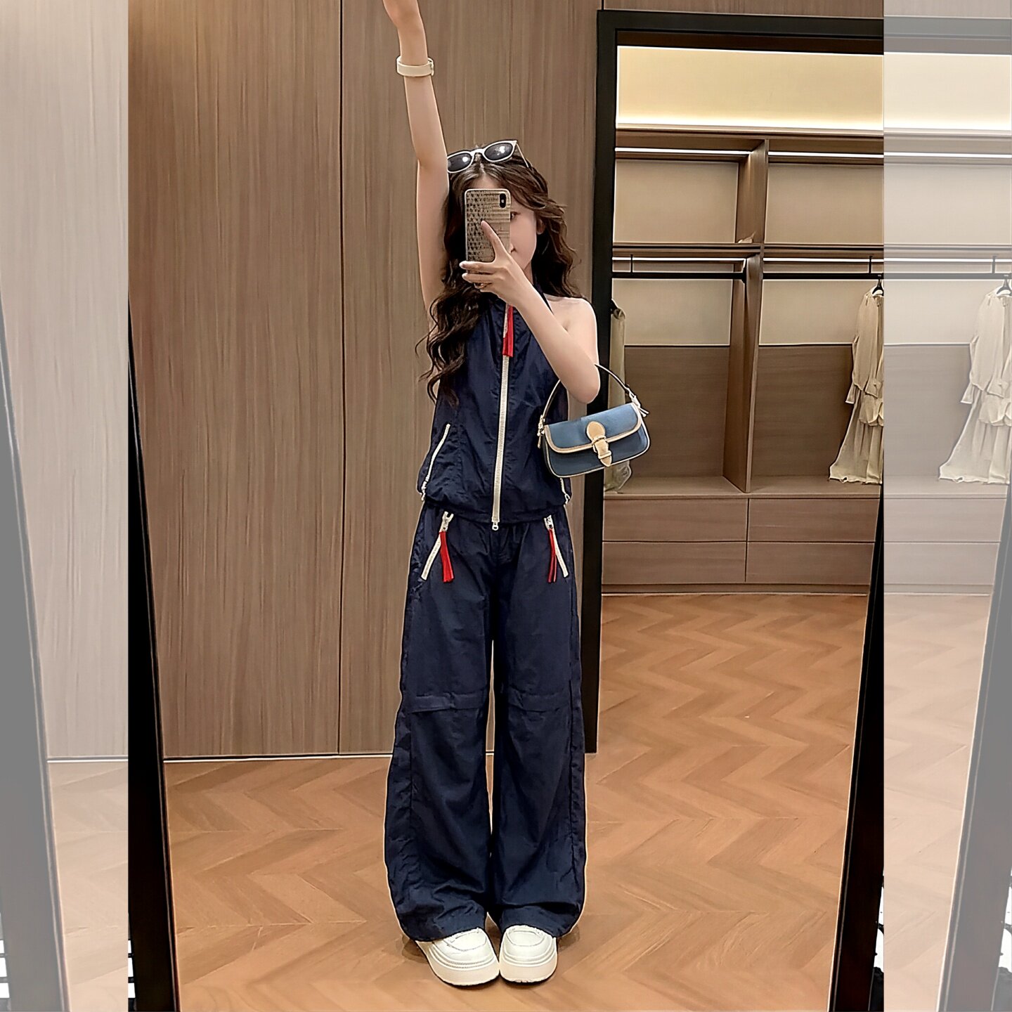 女童美式挂脖露背马甲背心工装阔腿裤套装夏季2026新款儿童穿搭潮
