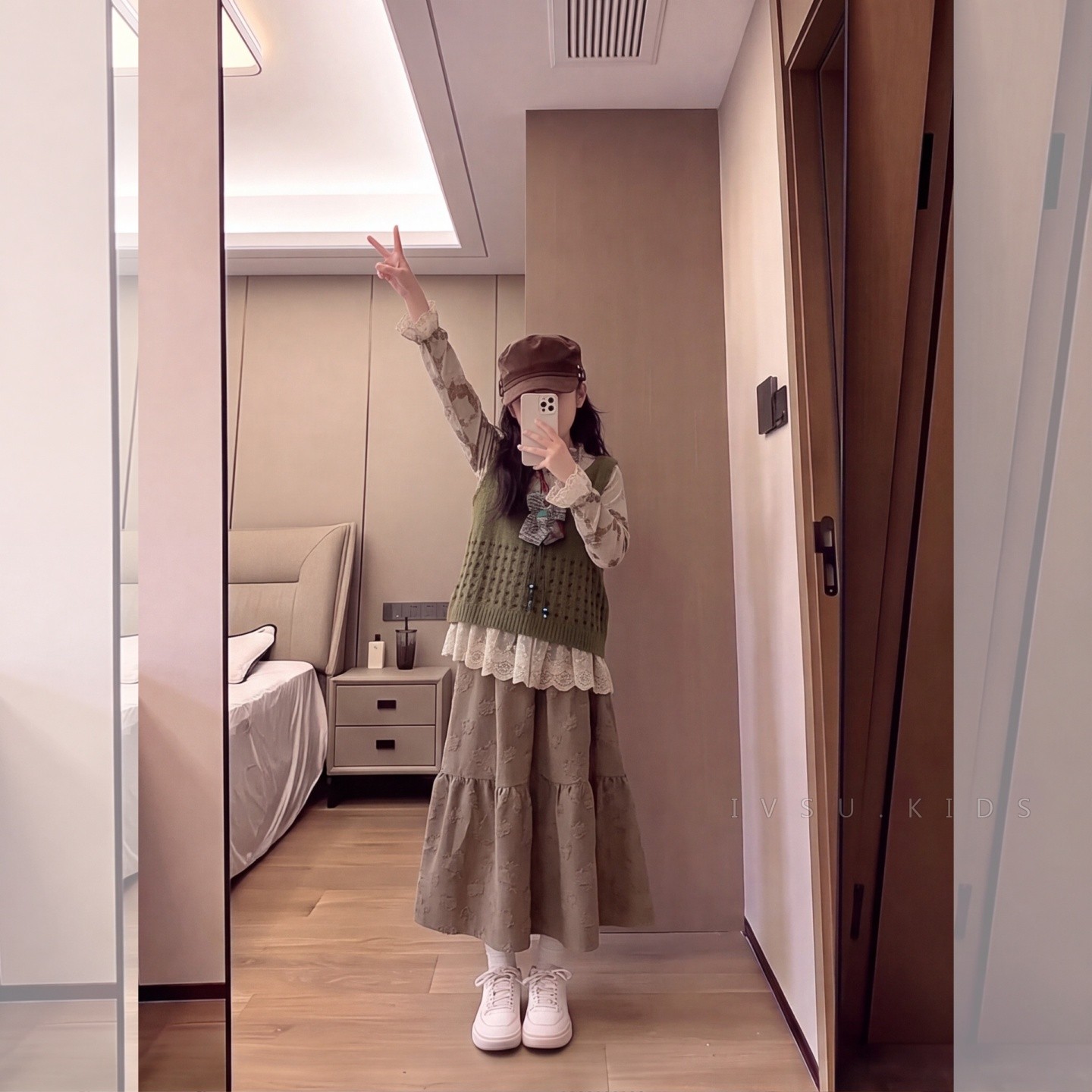 女童秋季森系套装裙儿童法式针织