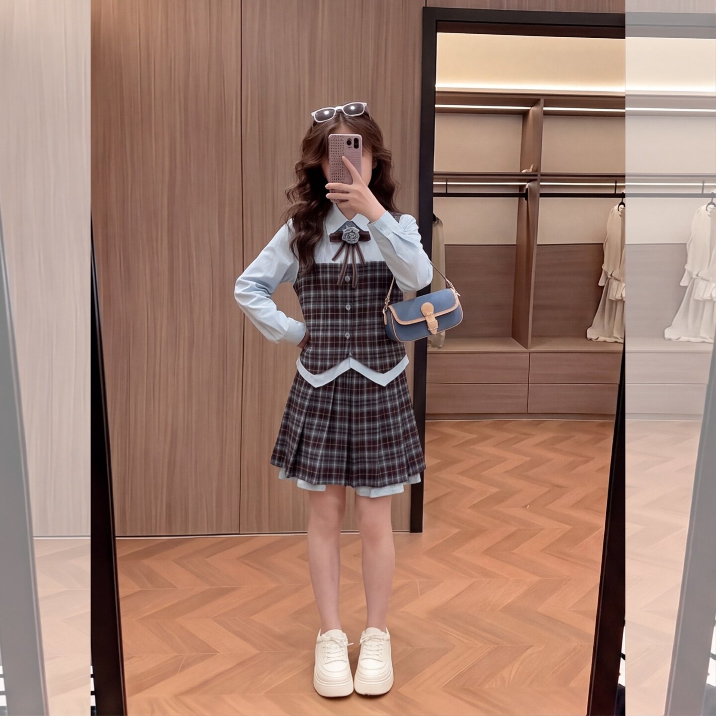 女童超好看学院风格子套裙2026新