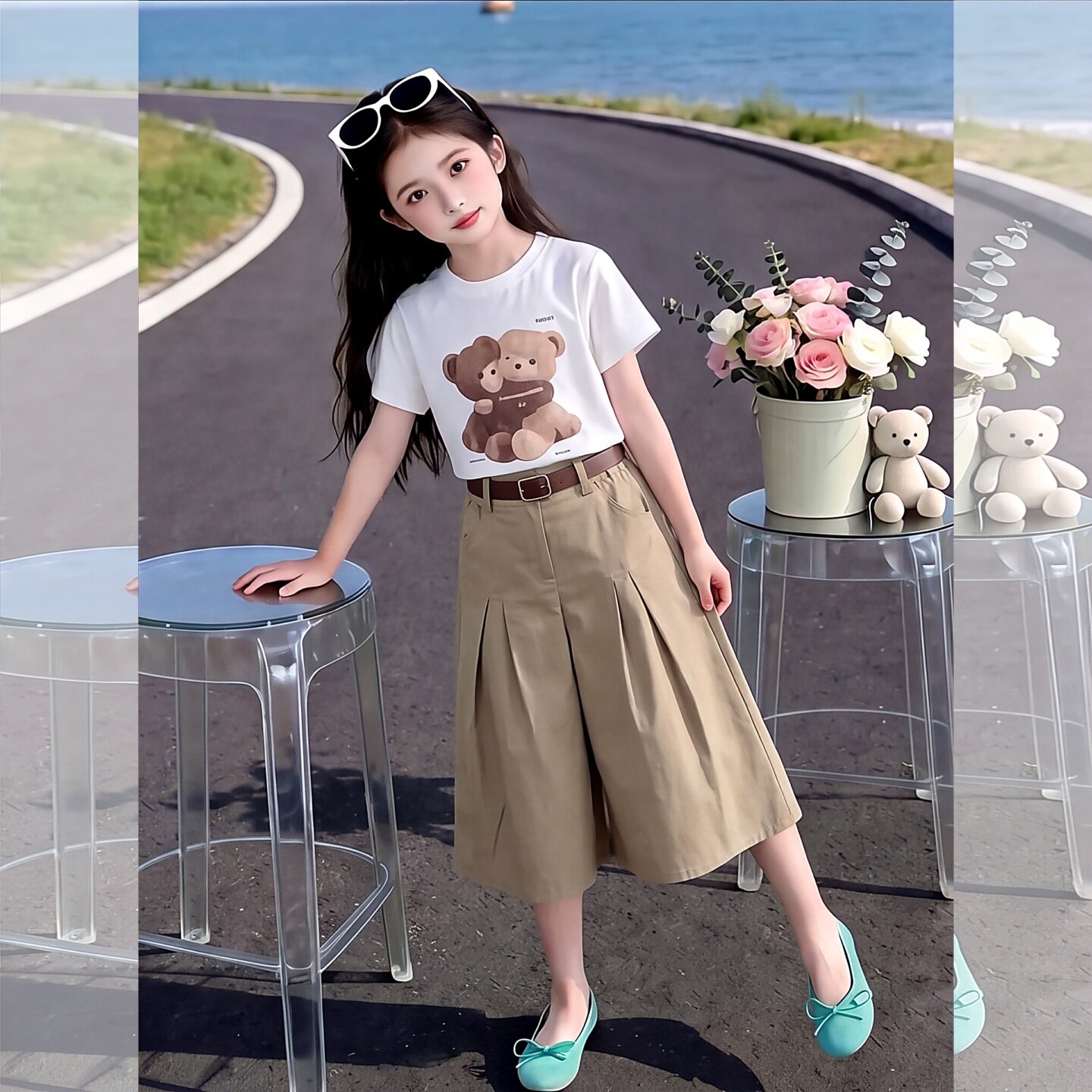 女童夏套装2026新款儿童短袖T恤夏季超火半身裙女大童巨好看衣服