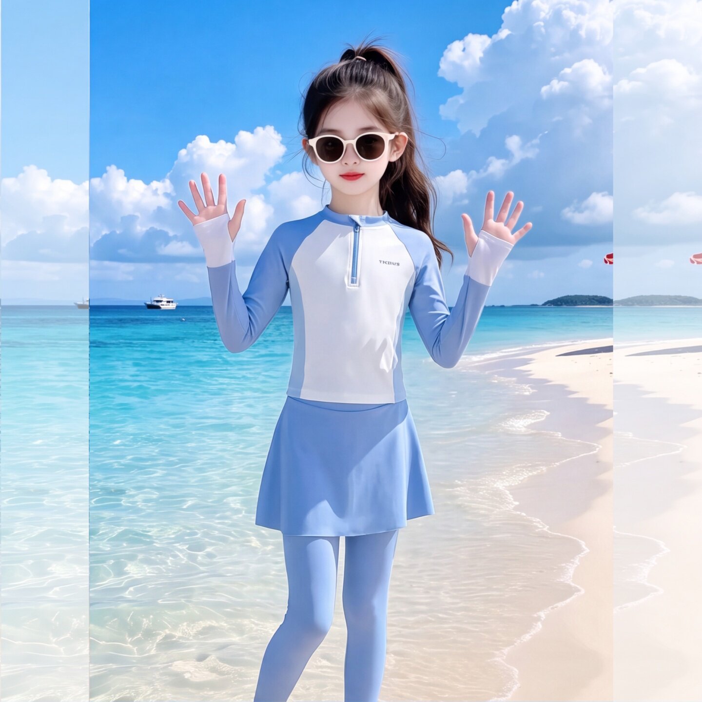 女童泳衣分体2026新款夏女孩儿童高颜值泳装防晒中大童绝美游泳衣
