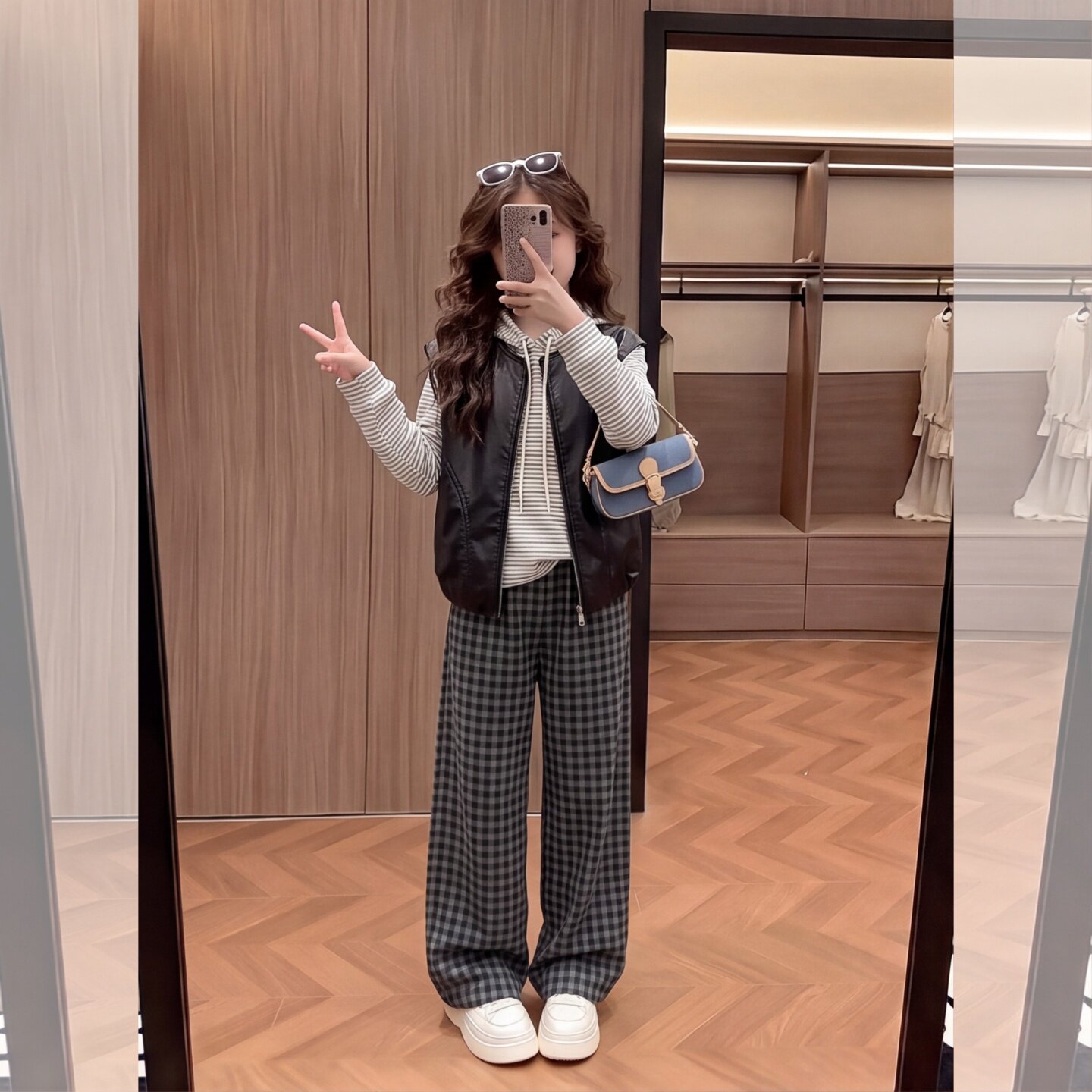 女童秋季韩版休闲皮衣马甲套装女