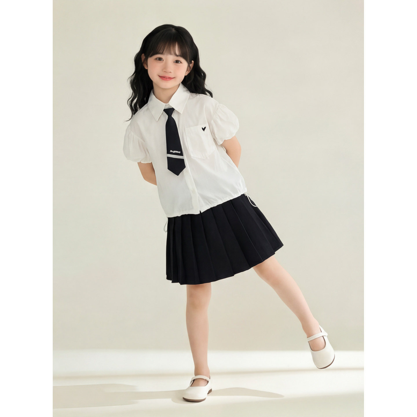 女童夏季JK学院风百褶裙两件套