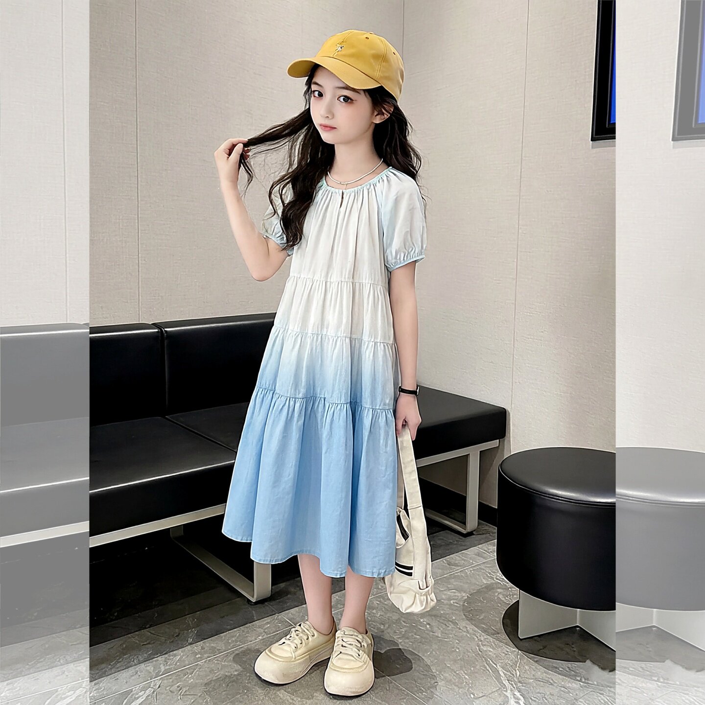女童夏季潮流吊染棉布连衣裙2026