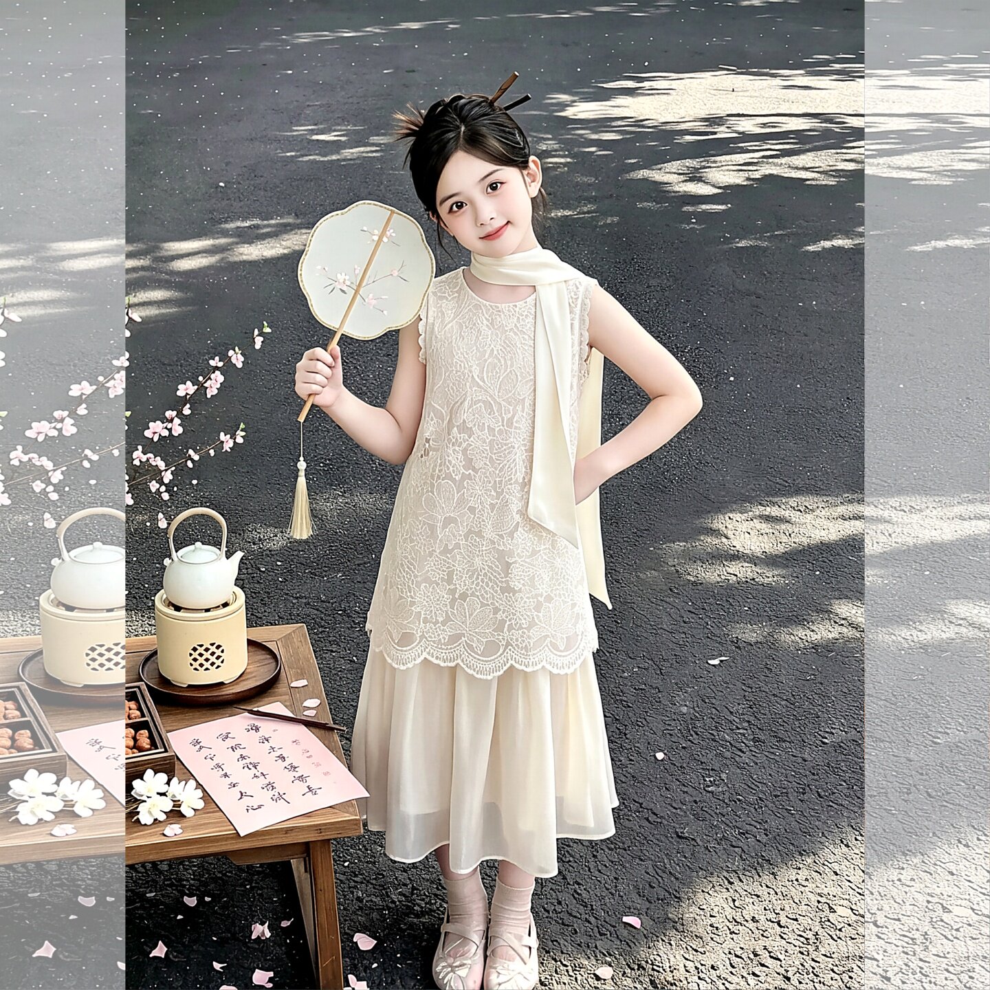 女童连衣裙夏季2026新款无袖刺绣