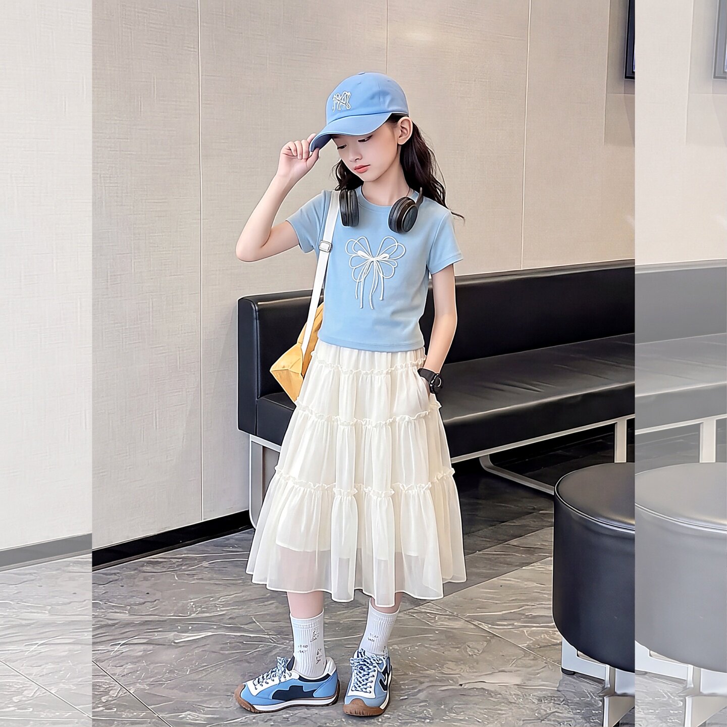 女童裙子夏季套装2026新款儿童洋