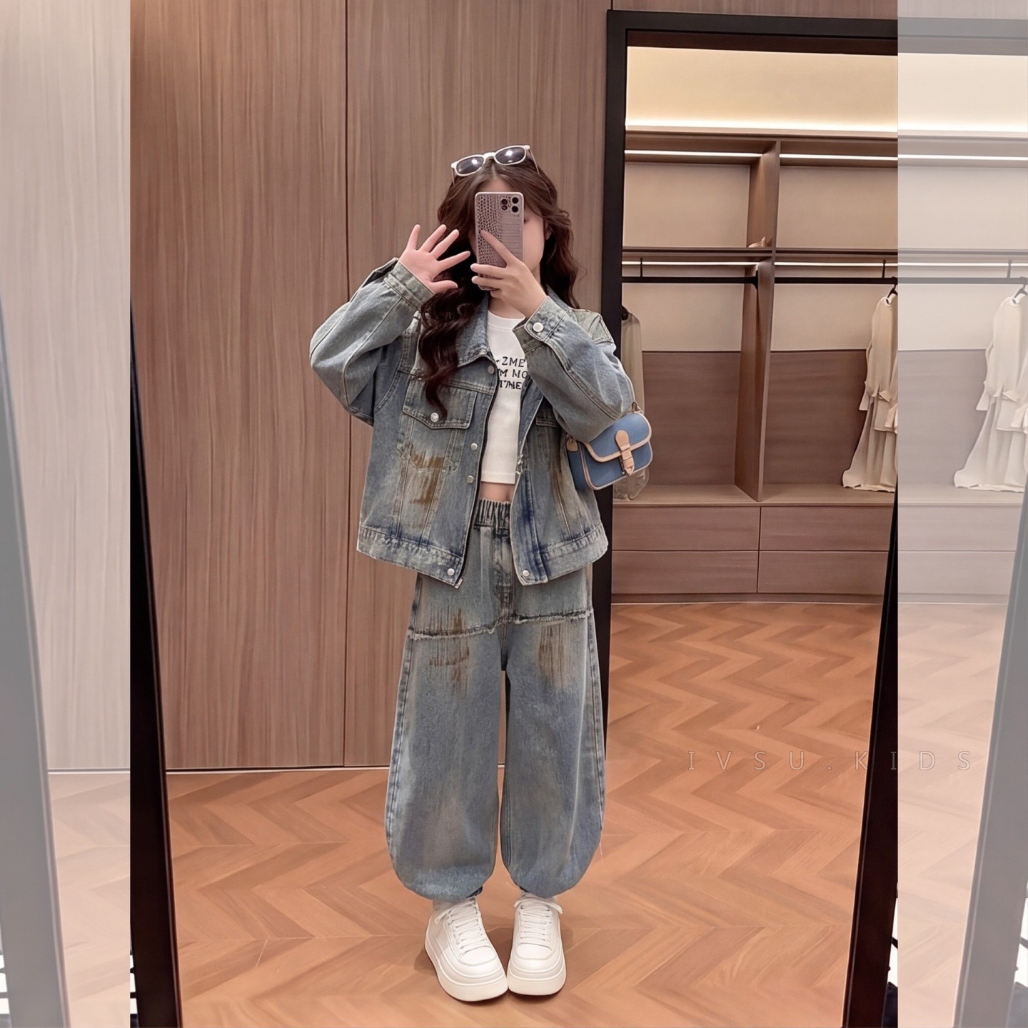 女童牛仔套装2026秋季新款时髦洋