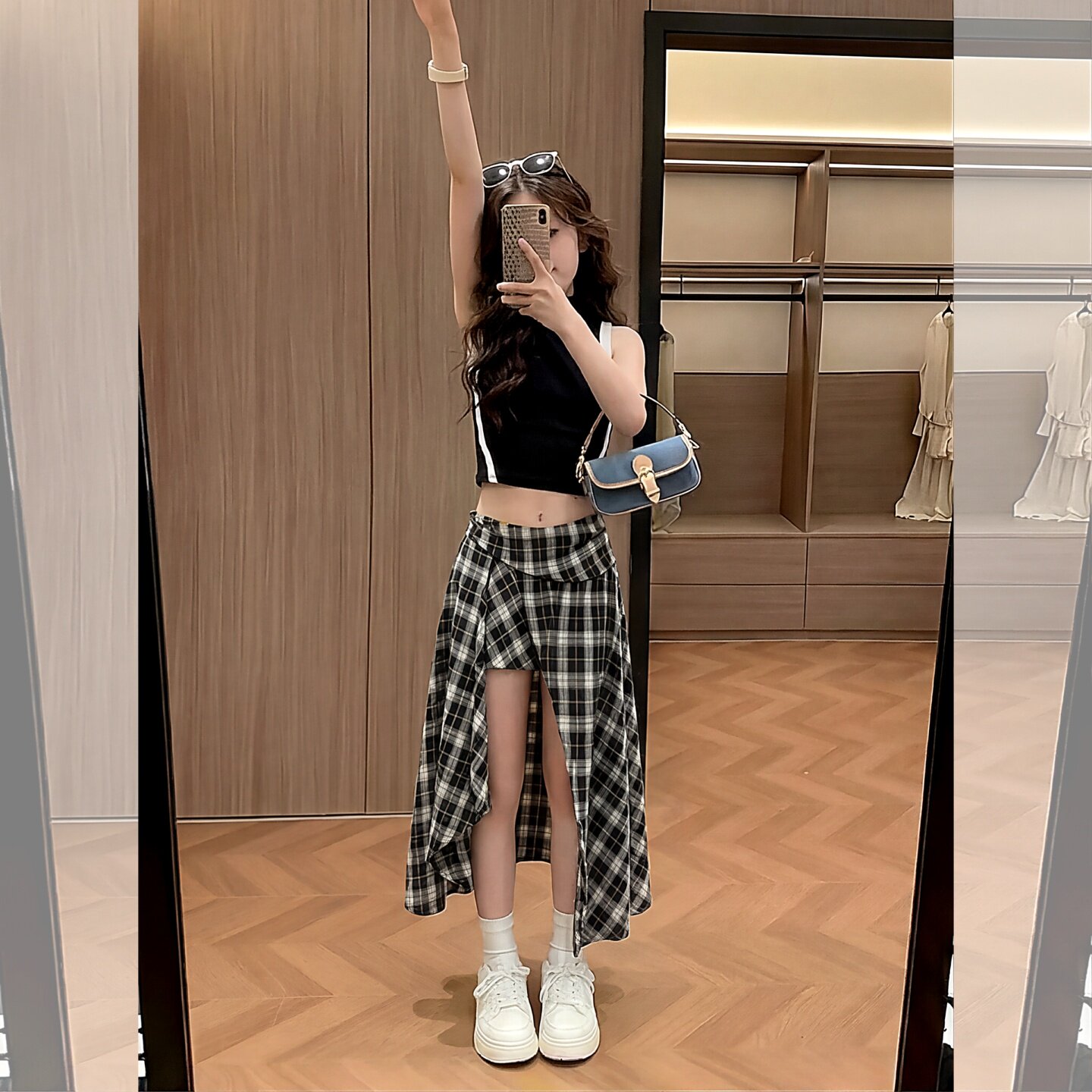 女童夏季新款格子裙裤套装洋气辣