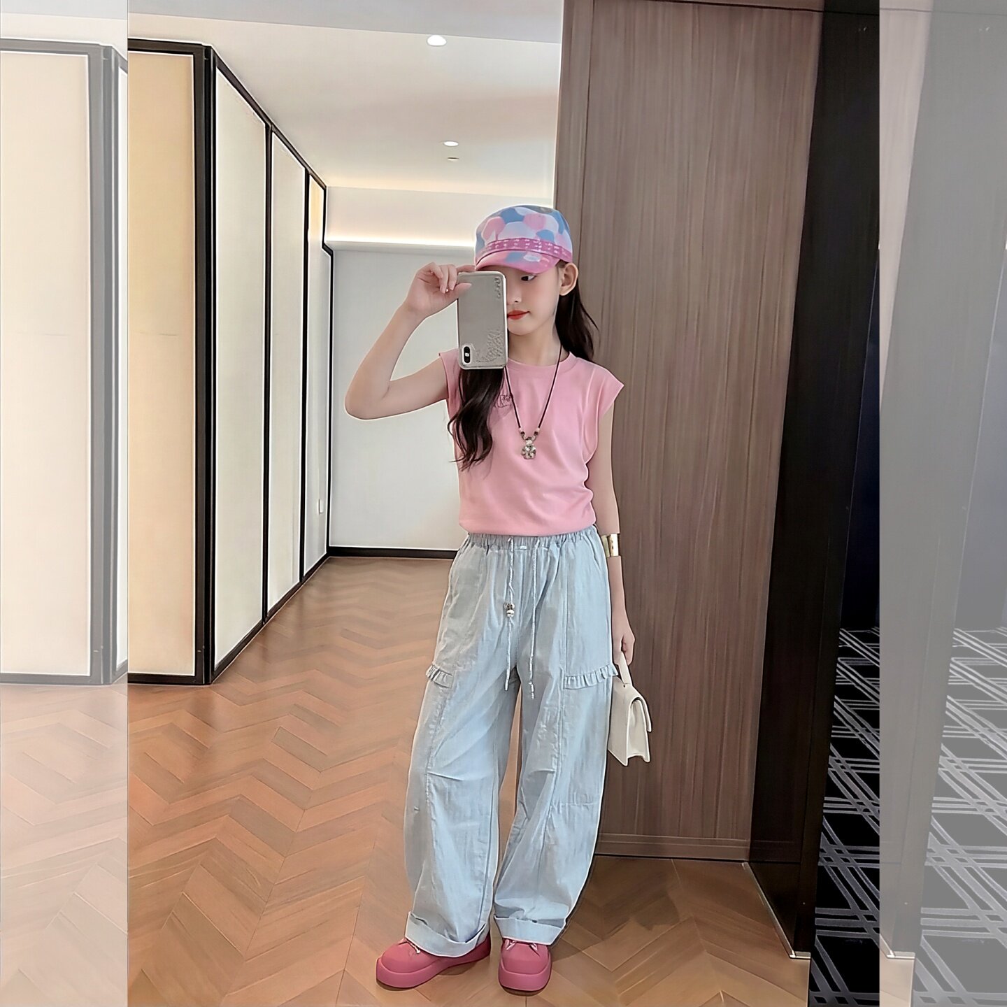 大童独特超好看裤子夏天巨好看的薄款女童初中生阔腿裤夏季速干裤