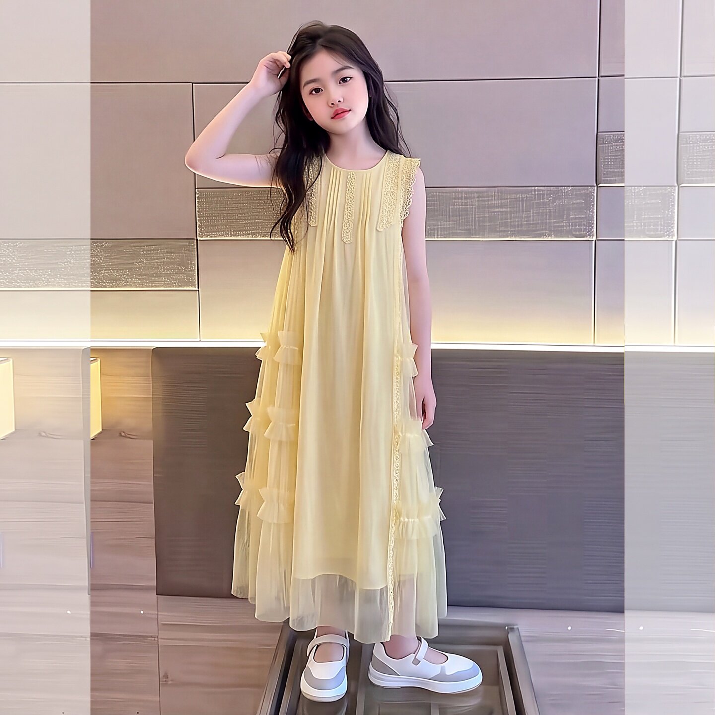 2026超火女童连衣裙夏初中生洋气
