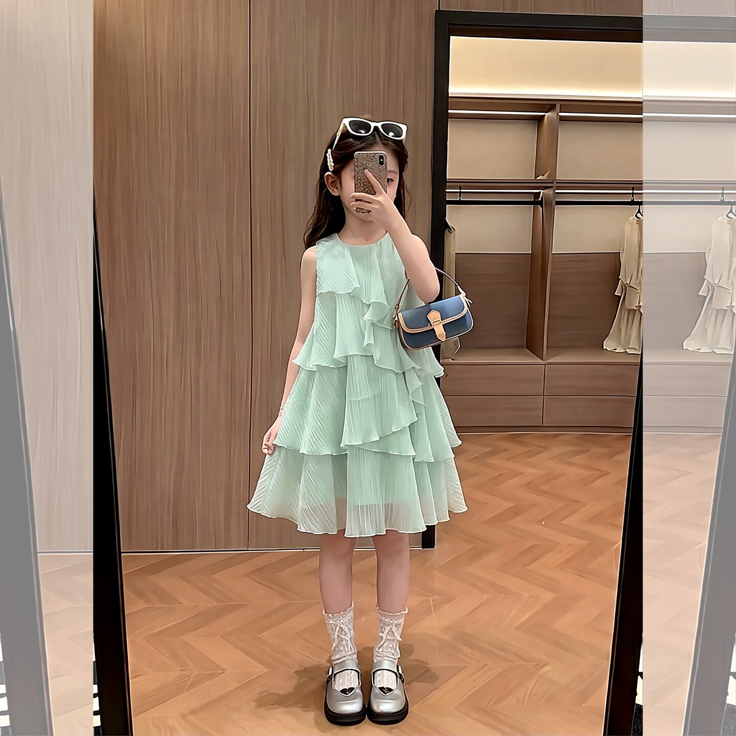 女童无袖荷叶边蛋糕连衣裙2026夏