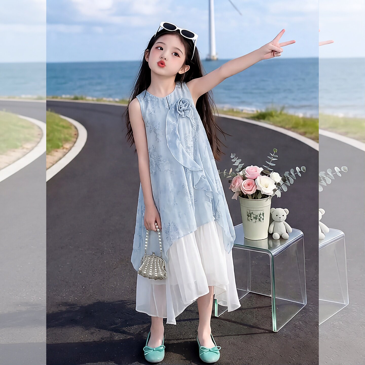 女童韩系气质连衣裙夏季新款立体