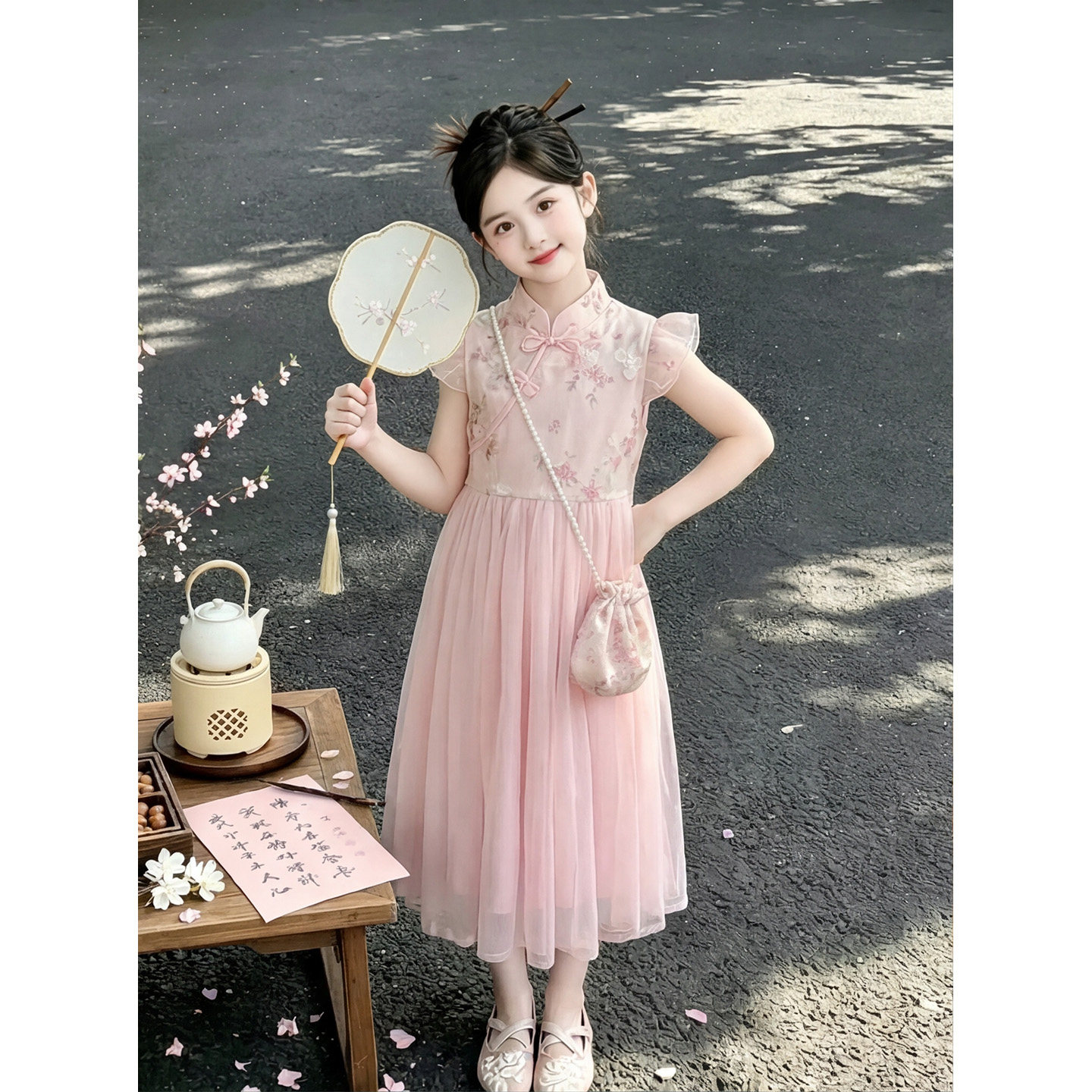 女童连衣裙夏装2026新款儿童洋气新中式旗袍裙女大童夏季汉服裙子
