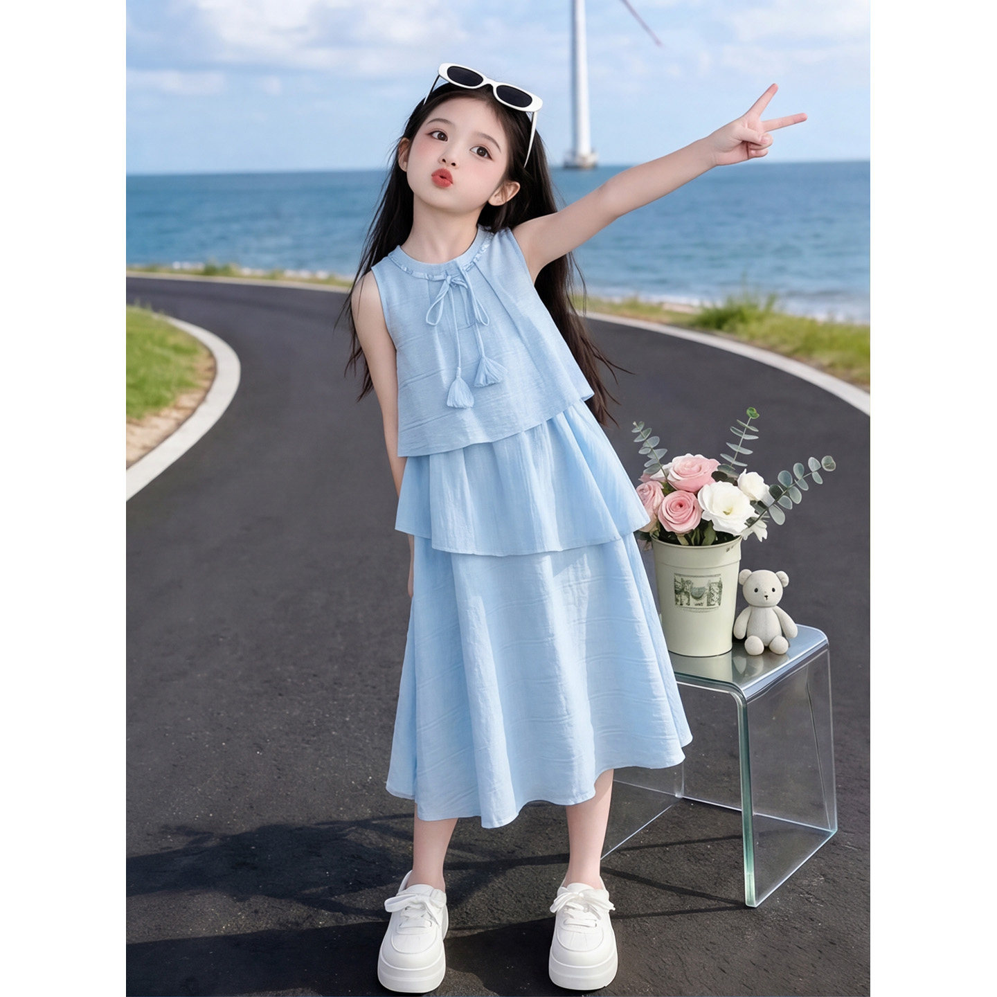 女童超好看无袖连衣裙夏季2026