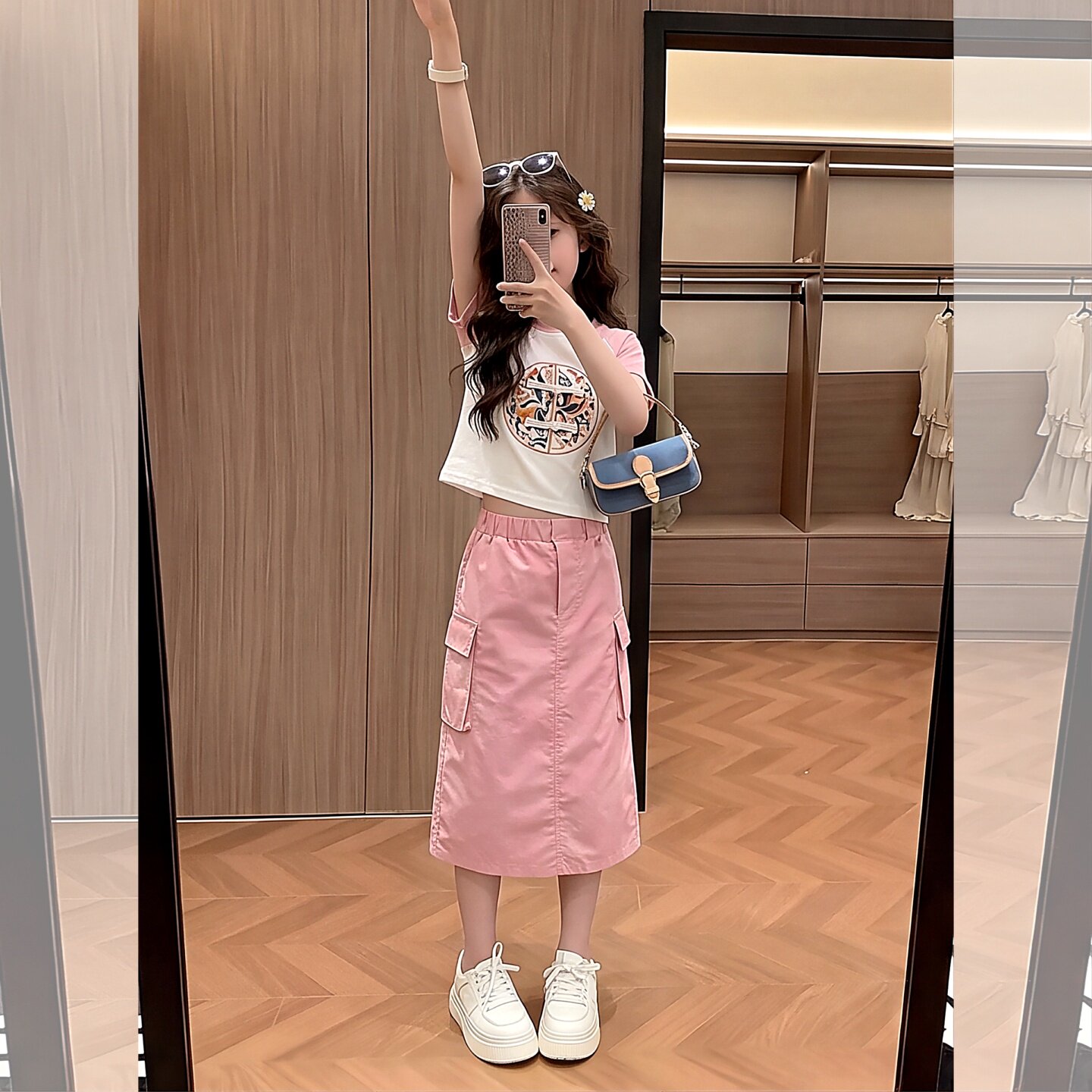 女童夏季时尚国风短袖套装小女孩