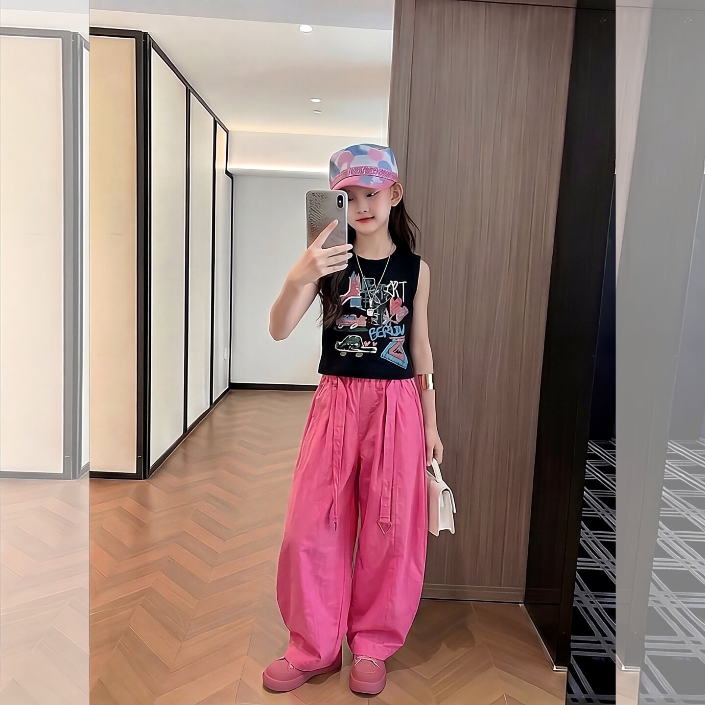 女童夏装套装韩系涂鸦背心彩色无
