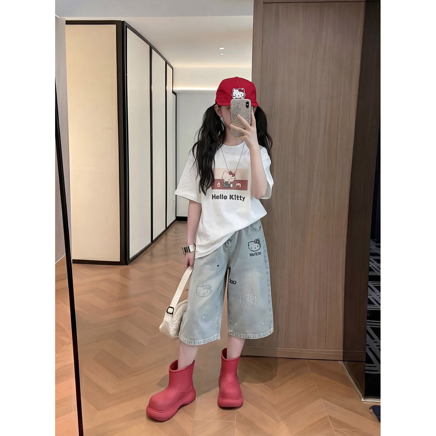 女童KT猫刺绣七分裤2026新品夏季