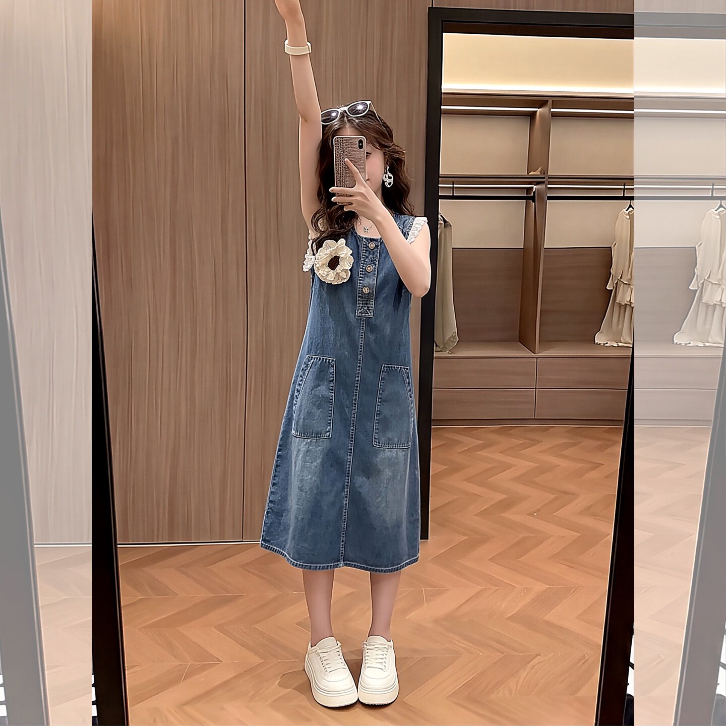 女童夏季无袖牛仔裙2026新款中大
