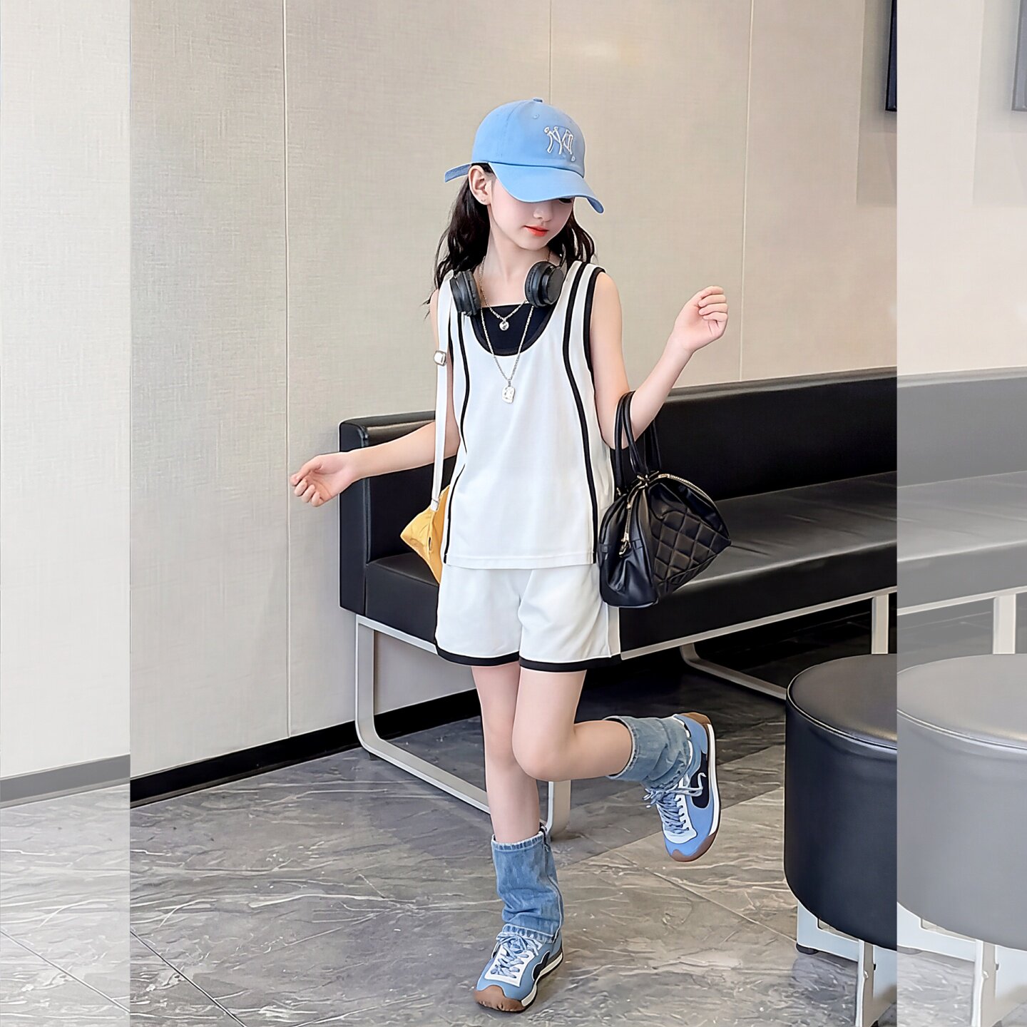 女童套装2026新简约休闲运动背心