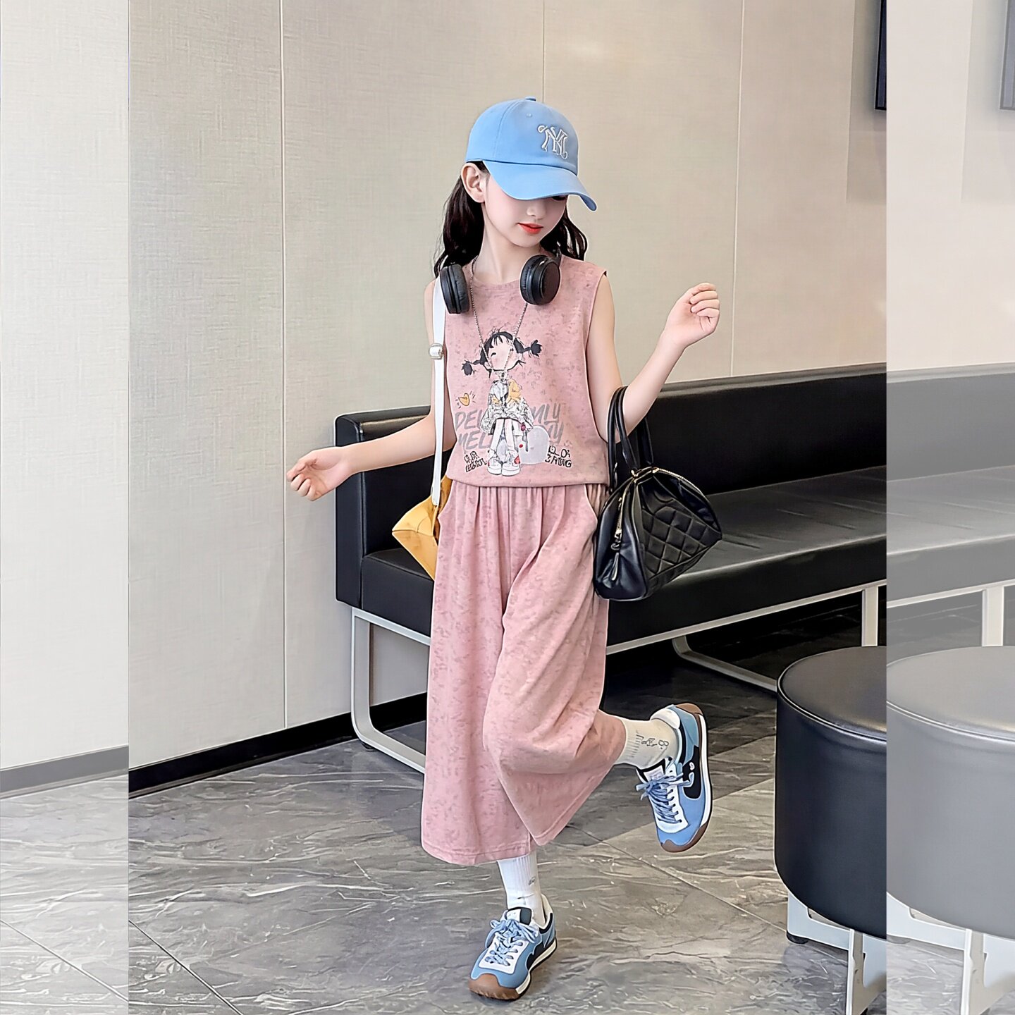 女童夏套装2026新款中大童印花女
