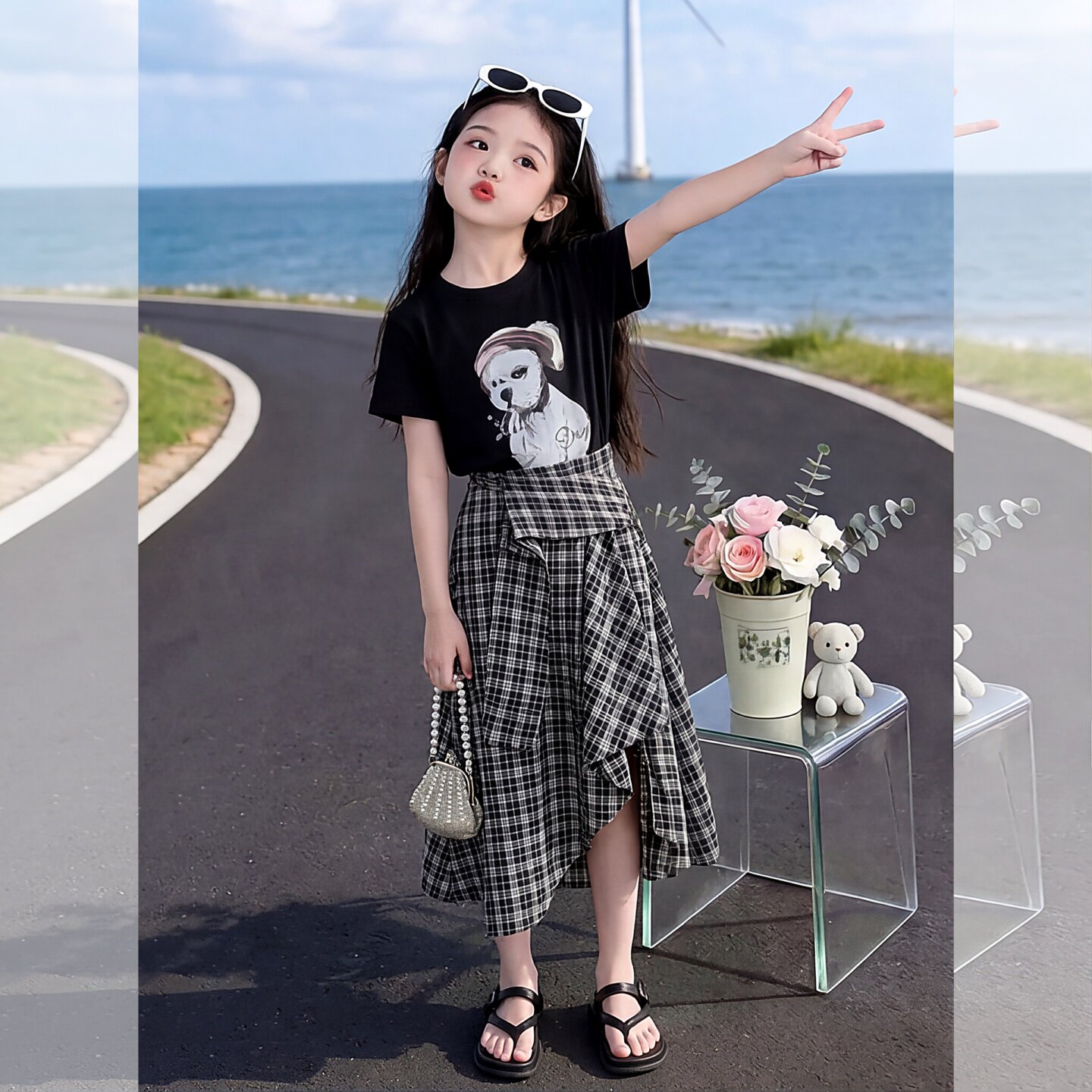 女童夏季套装裙子中大童时髦洋气