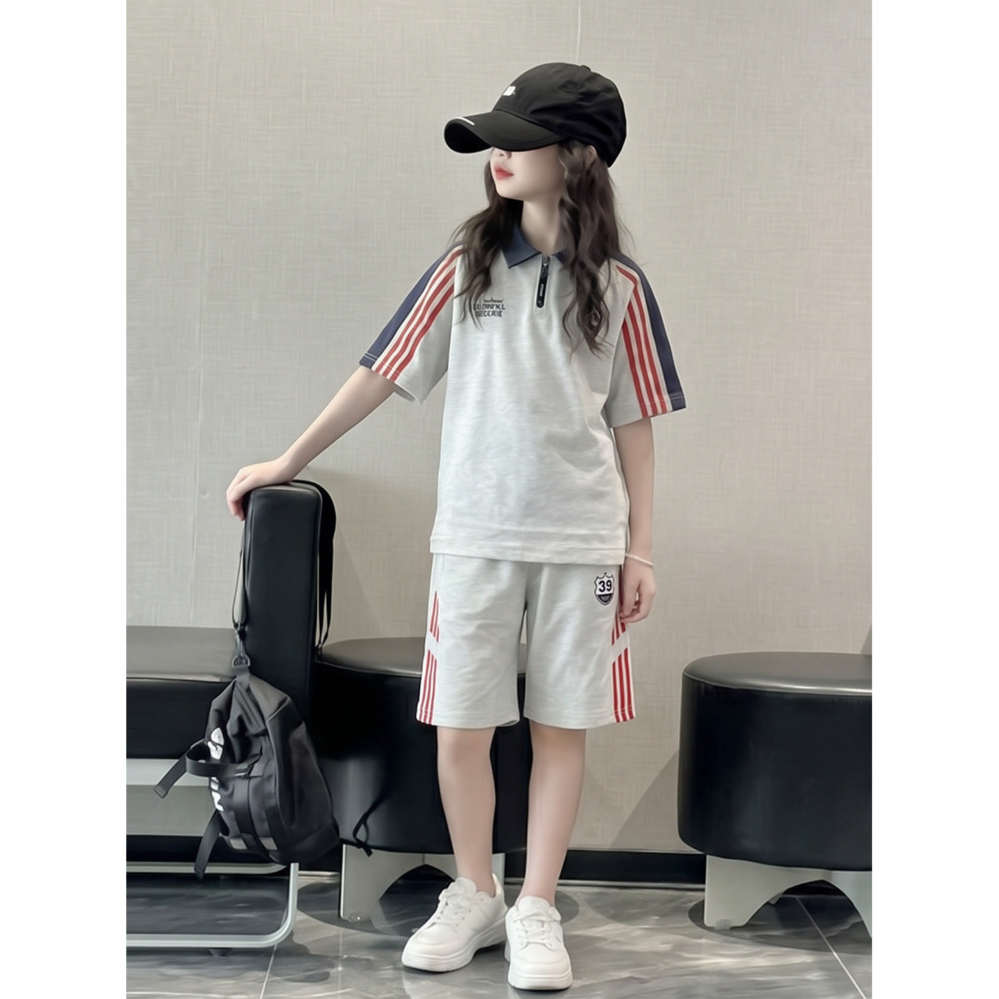 女童夏季短袖套装洋气大儿童学院风穿搭夏装女孩休闲运动服两件套