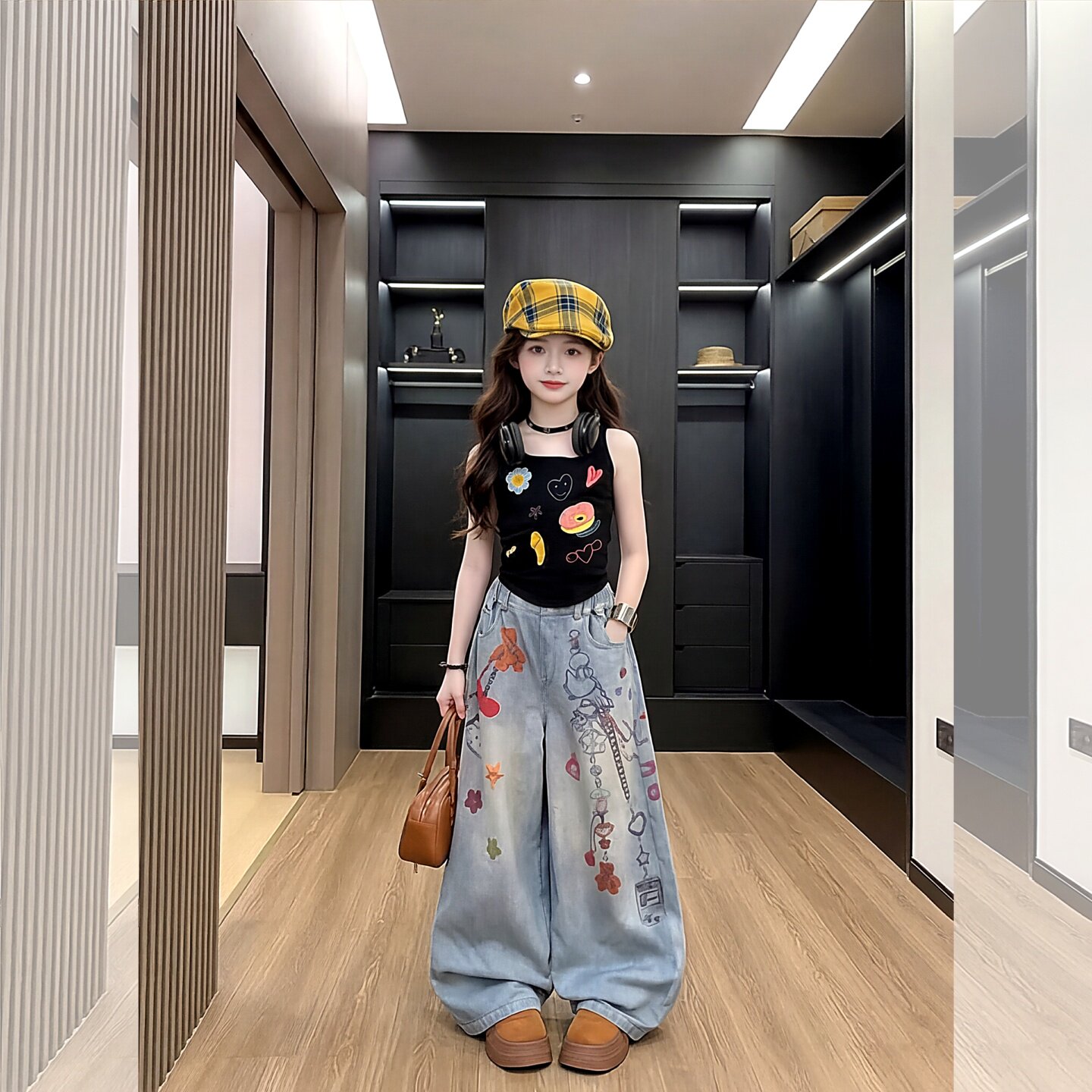 女童夏季背心套装大儿童嘻哈爵士