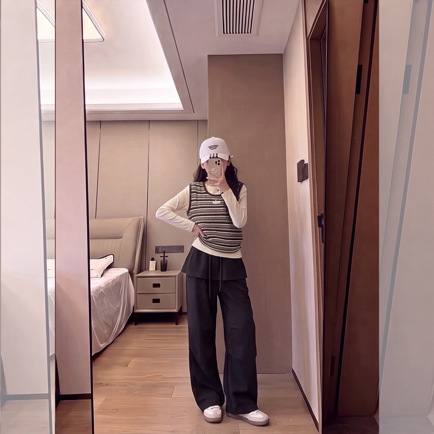 女童秋季打底条纹背心套装2026新