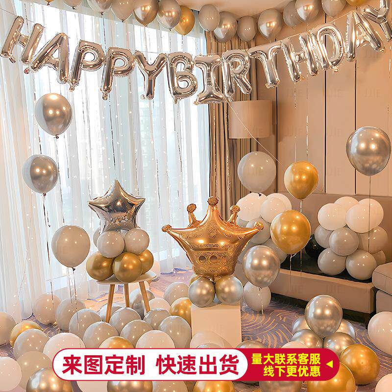 男友生日装饰快乐派对气球场景布置背景墙女神装饰品道具用品套餐
