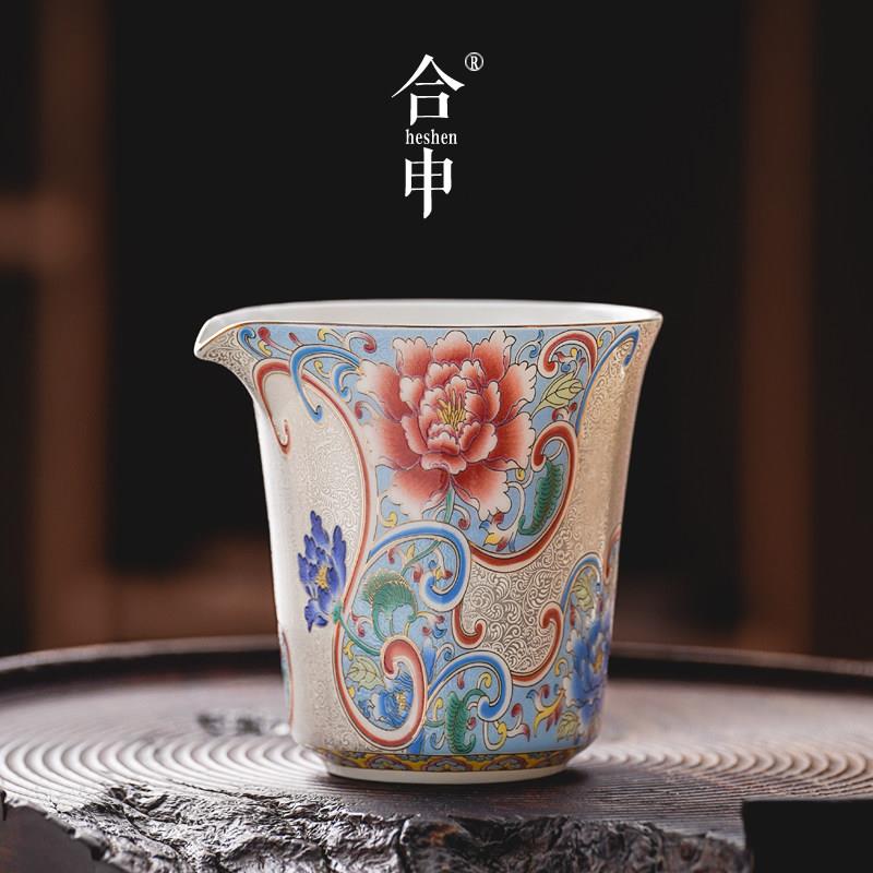 轻奢宫廷风珐琅彩陶瓷公道杯家用分茶器功夫茶海单个高端200毫升