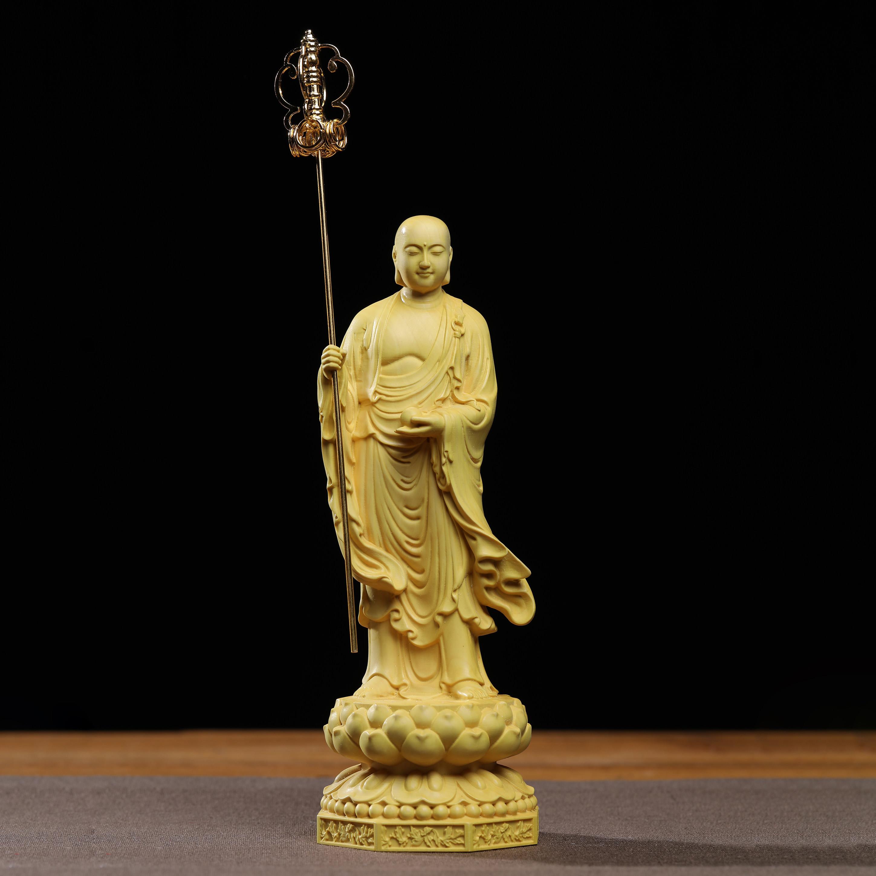 黄杨木新款地藏王木雕佛像摆件佛堂佛龛神像供奉家居红木装饰品