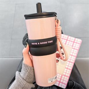 吸管2026车载水杯大容量保温杯杯子学生高颜值简约新款便携式女生