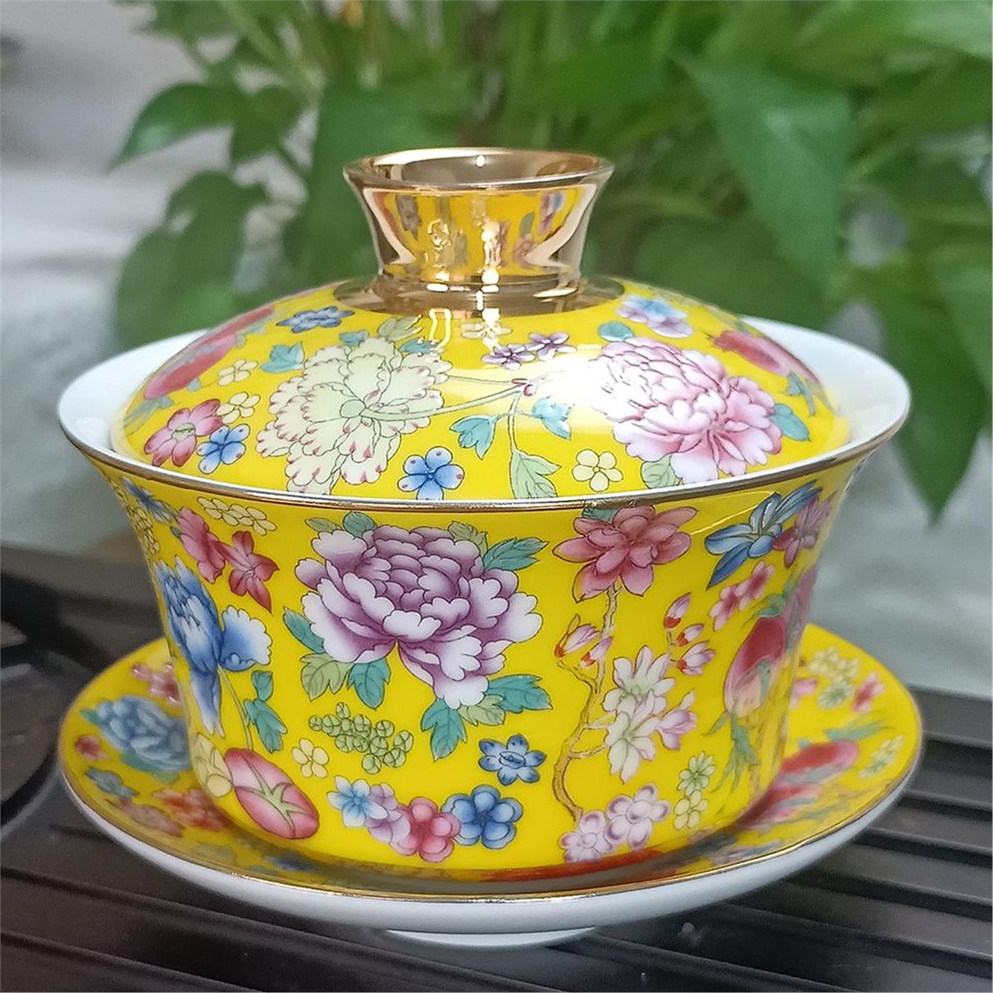 功夫茶盖碗陶瓷杯三炮台泡