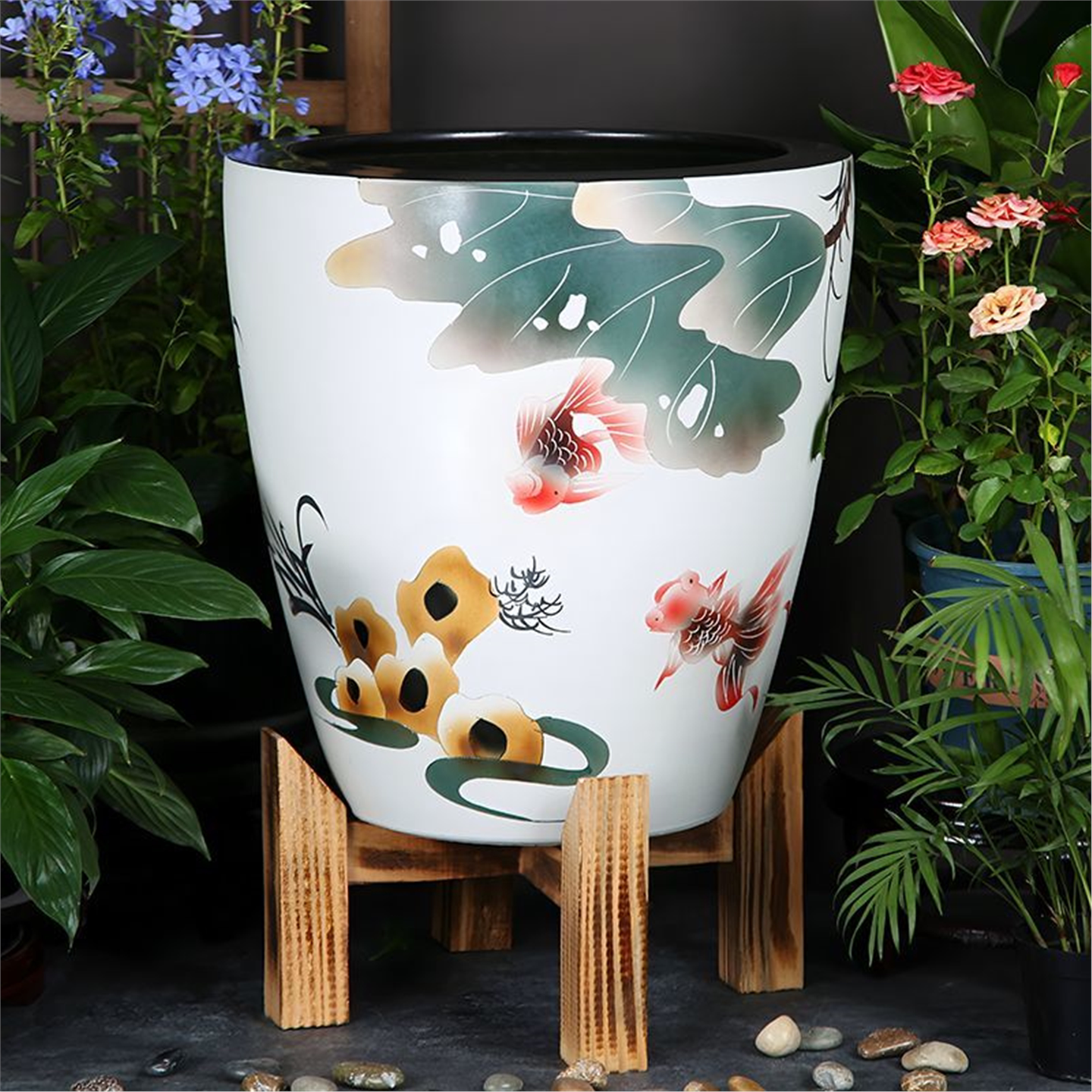 缸茶室鱼水庭院接造景字加