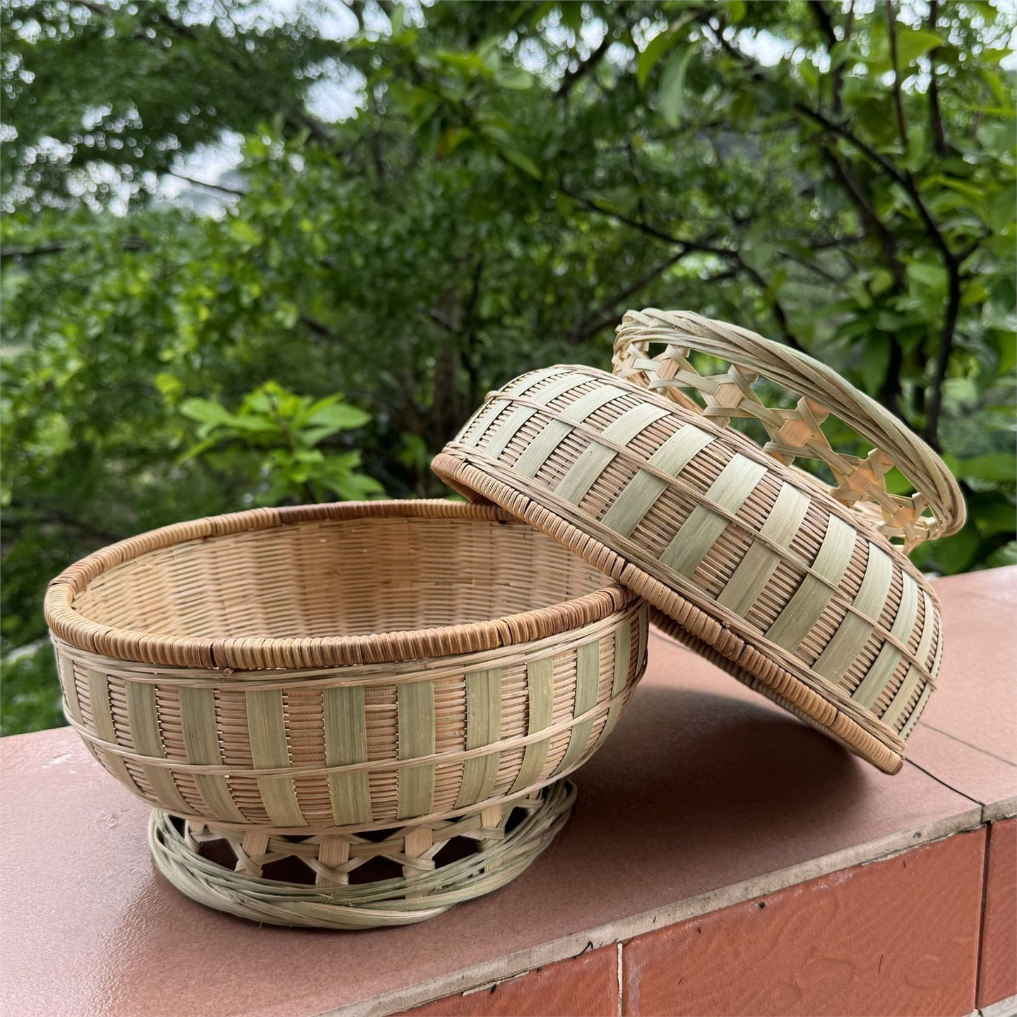 竹篮水果盘子编织制品馒头