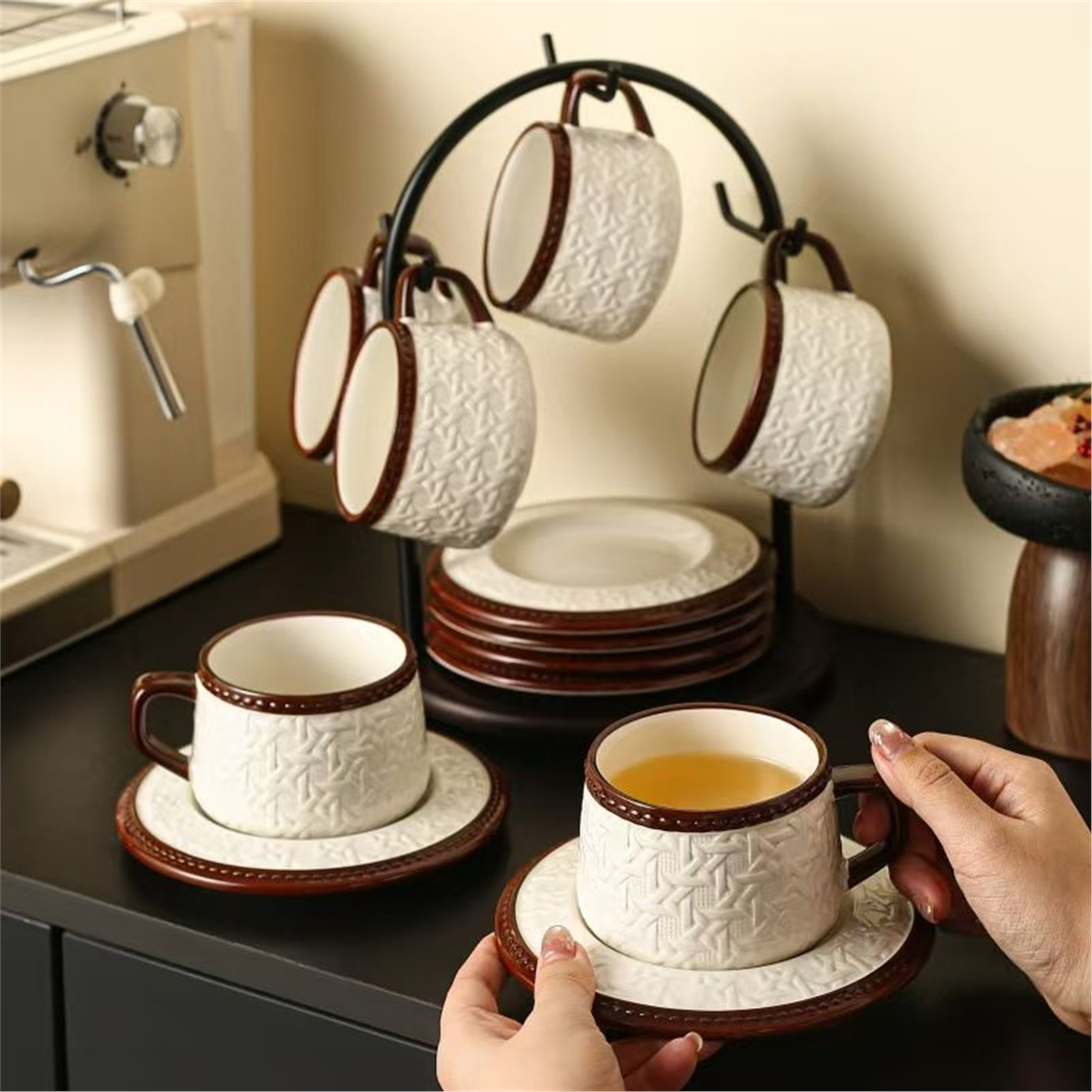 简约喝水创意套装复古陶瓷下午茶精致杯子法式高级茶杯咖啡杯花茶