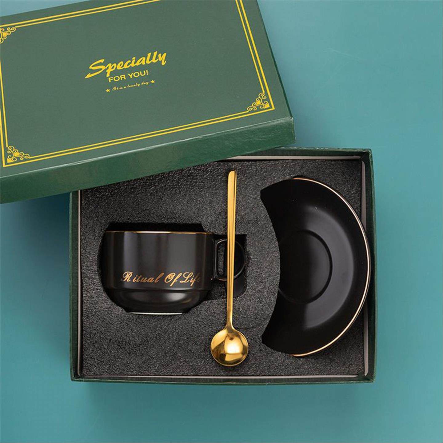 杯咖啡杯陶瓷挂小号高档杯子精致ins高颜值家用耳奢华碟套装风勺