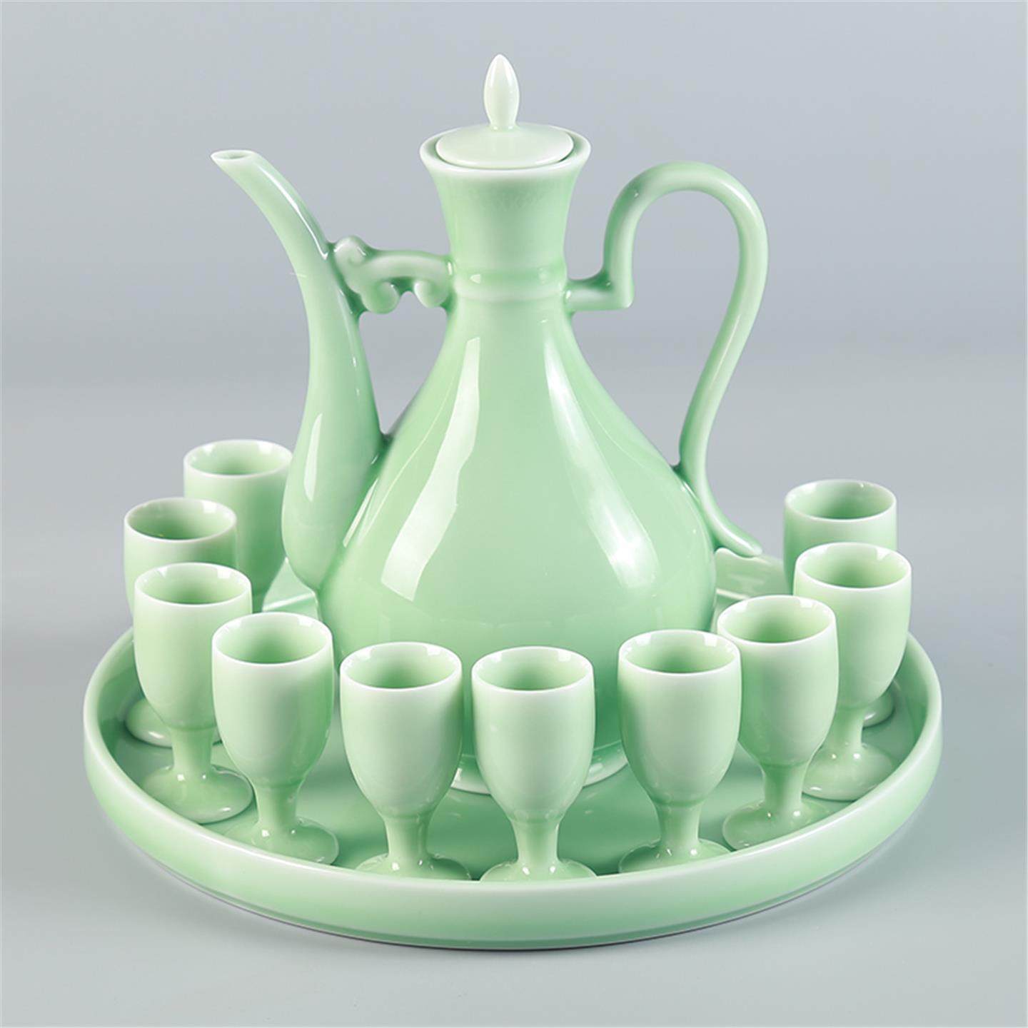 酒杯一口酒壶一两高脚杯酒杯陶瓷酒盅套装小酒器白酒小家用分酒杯