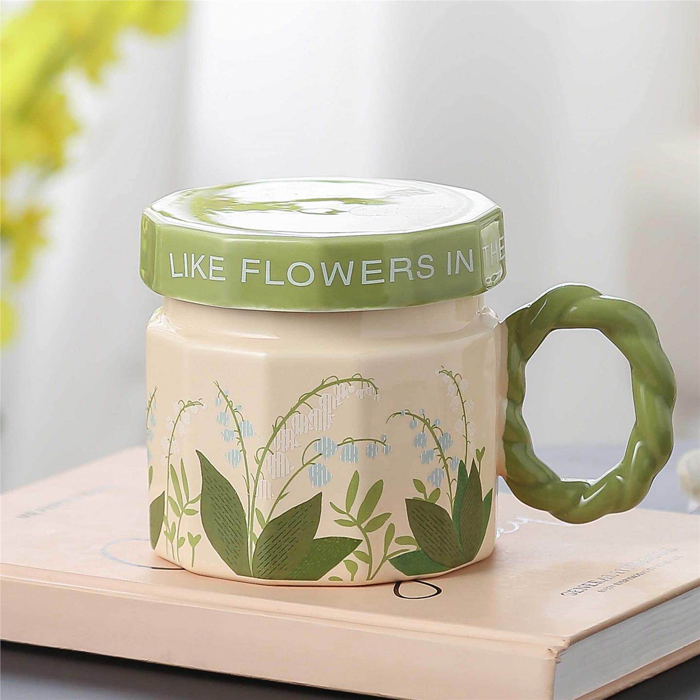 花朵水杯高颜值陶瓷礼男女生杯子早餐马克杯带盖繁花优雅伴手家用