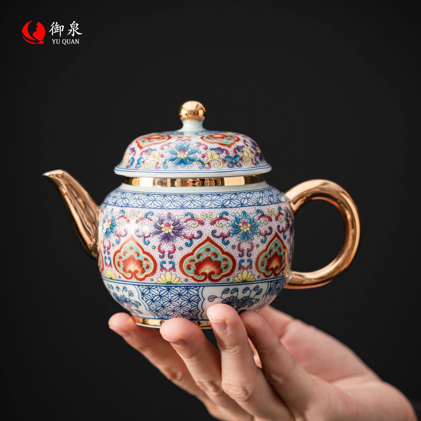 家用一壶二杯礼茶具彩描金