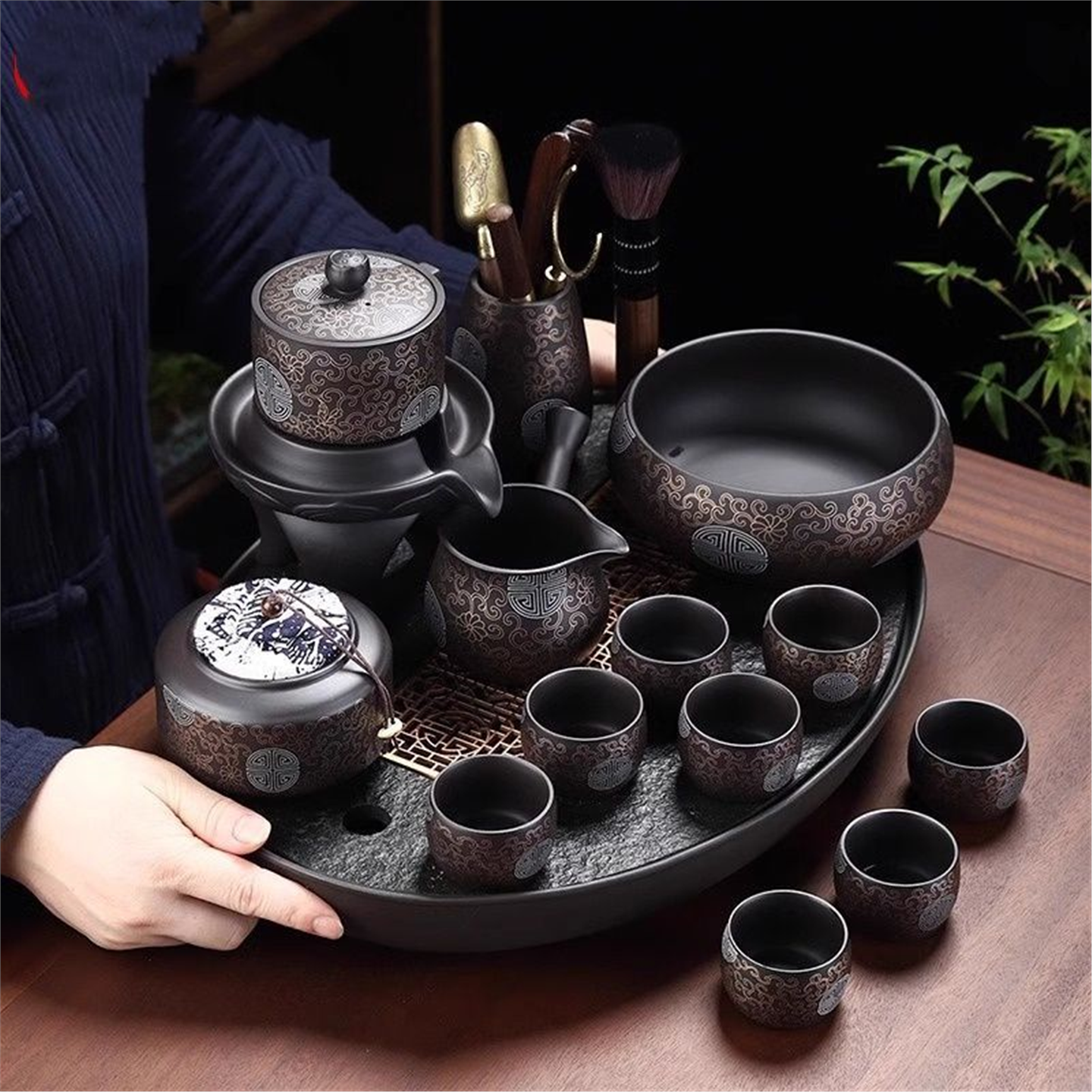客厅茶壶办公套装茶盘茶具旋转整套紫砂2026新款高颜值茶具用品