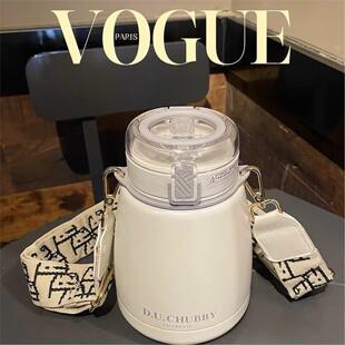 学生大肚大容量吸管水杯网红保温杯1000ml女高颜值水壶带可爱杯子