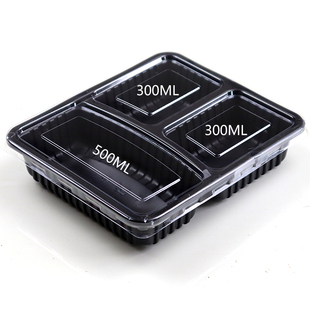 一次性餐盒可微波加热日式外卖打包盒3 4 5格三四格快餐盒盖高档