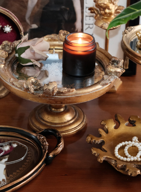 加安加丽鎏金复古桌面摆件法式洛可可首饰收纳vintage镜面托盘