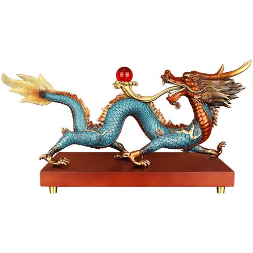 《祥龙献瑞》2024龙年吉祥装饰物送礼铜龙摆件生肖青龙办公桌摆设